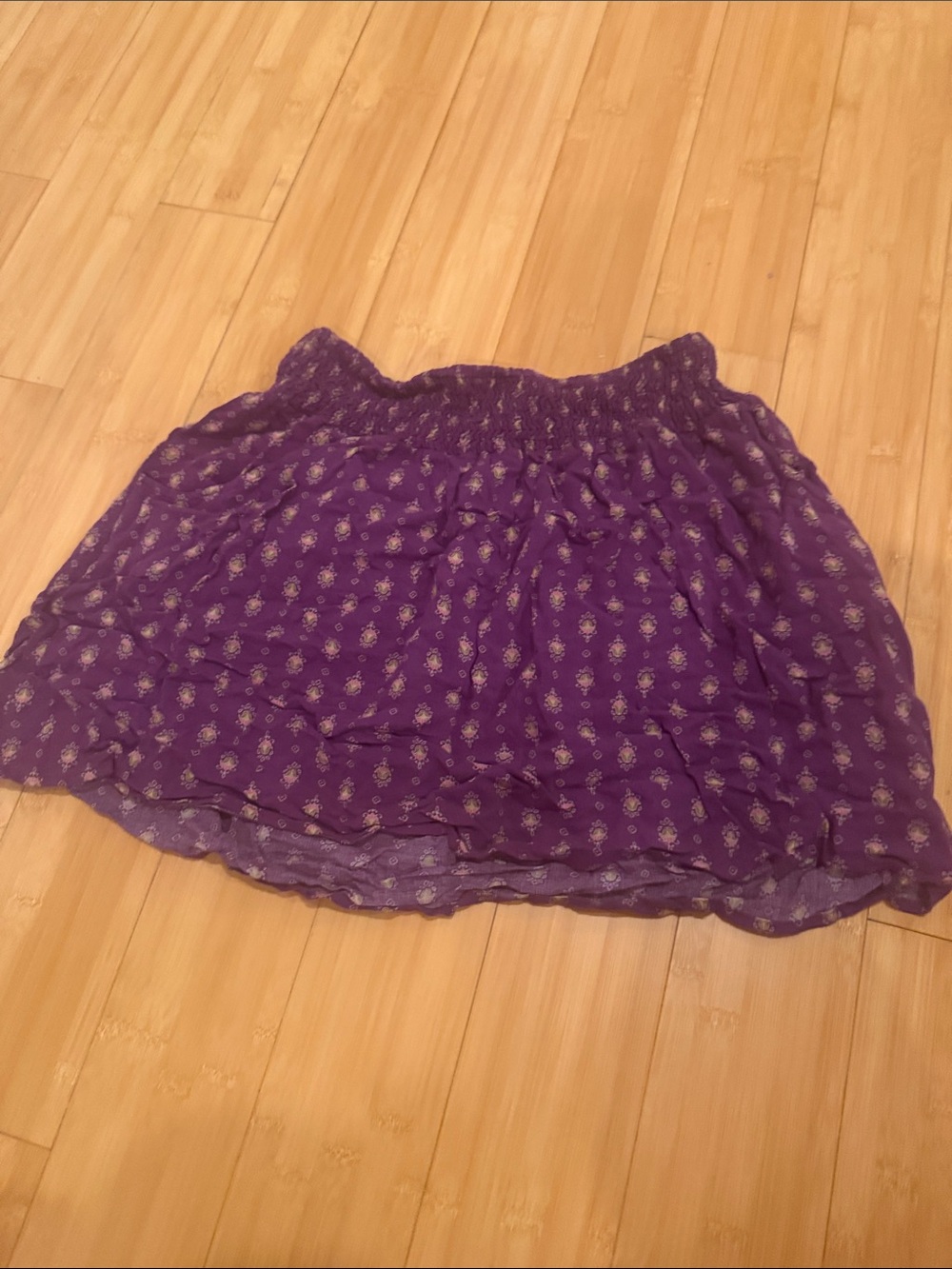 Mossimo Purple Printed Smocked Waist Skirt with Pockets